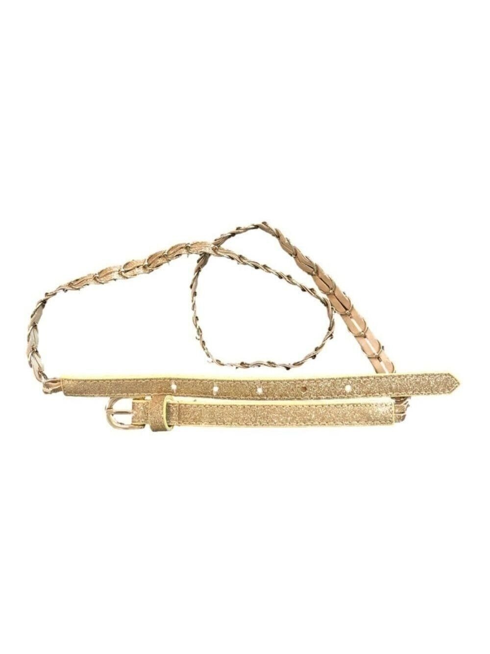 Gold glitter and chain 0.5” women’s belt. 39” long. - Picture 2 of 15